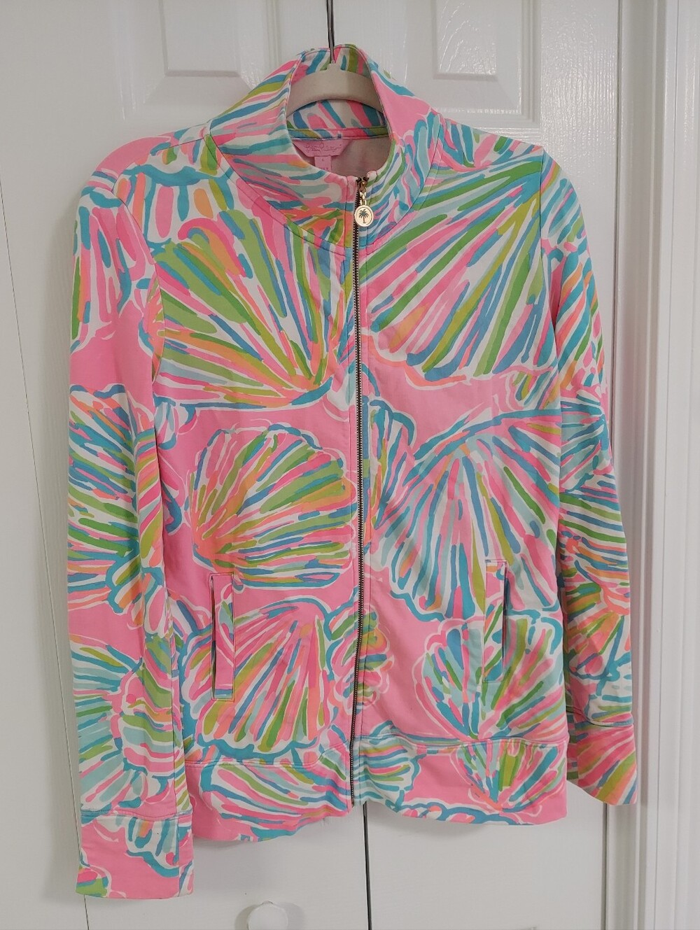 Lllly Pulitzer Jacket, Size Small, Pink with Shell Print, Full Zip